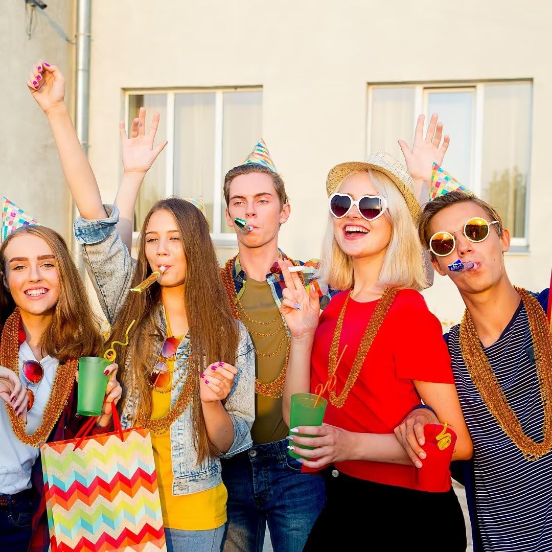 144PCS Bead Necklace, Orange Halloween Bead Necklaces Party Favors, 33" Mardi Gras Beads Necklaces Costume Bulk, Festival Parade Throw Accessories for Mardi Gras Halloween Wedding Celebrations Decor