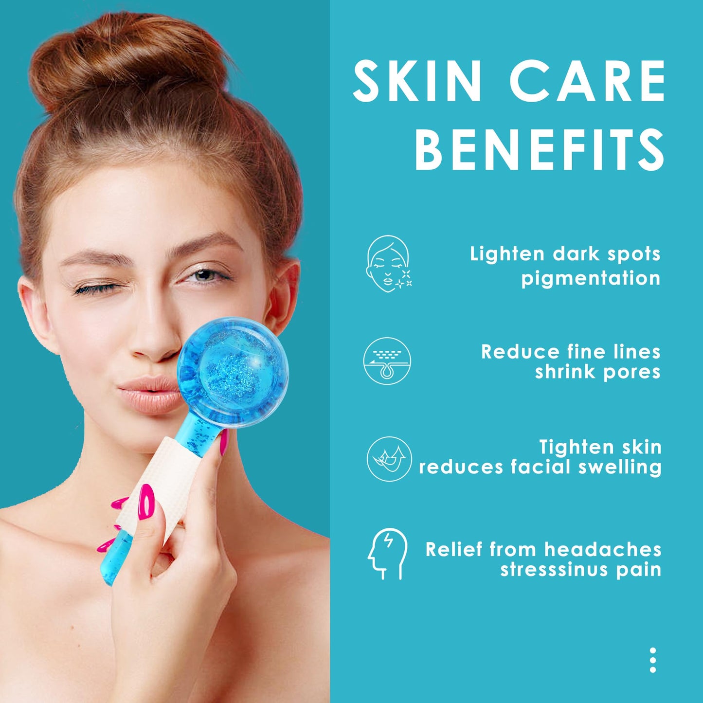 Lazzybeauty Ice Globes for Facials, Ice Globes, Facial Ice Globes, Cooling Globes, Globes for Face Neck & Eyes, Daily Beauty, Tighten Skin, Anti Ageing, Reduce Puffy and Wrinkle, Blue