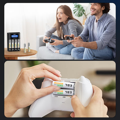 EBL Universal Battery Charger, 1.5V li ion & 1.2V NiMH/NiCD AA AAA Battery Charger with Type-C Fast Charging, Independent Slot for 1.5V 1.2V Li-ion/Ni-MH/Ni-CD Rechargeable AA AAA Batteries