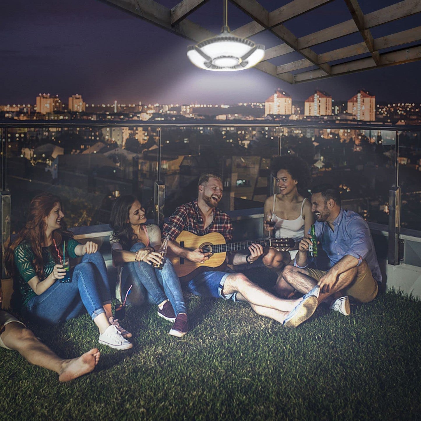 HULPPRE Solar Shed Light-Daytime or Night,4+1 Leaves 136Leds Brighter Solar Light Indoor&Outdoor with Remote,IP65 Barn/Chicken Coop/Workshop/Ceiling/Pendant Lamp for Patio,Garden,Yard,Gazebo