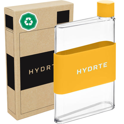 Hydrte Flat Water Bottle 11.8 oz, Leak Proof and Slim Design, The Purse Water Bottle, Cute Water Bottles made for Women and Men, BPA Free Square
