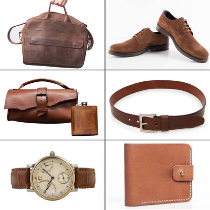 Genuine Leather Tooling Sheets 1.8-2.0MM Thick Full Grain Oil Tan Crazy Horse Cowhide Leather Sheets for Crafts Tooling Sewing Wallet Earring Hobby (Brown, 8"x12")