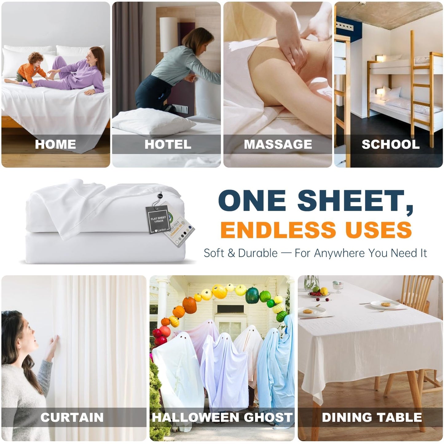 Lavisun Queen Flat Sheet, 1 Pack White Queen Bed Sheet Only - Brushed Microfiber Top Sheets for Hotel, Dorm, Ultra Soft & Breathable - Wrinkle-Free - Easy Care - Single Flat Sheet