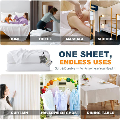 Lavisun Queen Flat Sheet, 1 Pack White Queen Bed Sheet Only - Brushed Microfiber Top Sheets for Hotel, Dorm, Ultra Soft & Breathable - Wrinkle-Free - Easy Care - Single Flat Sheet