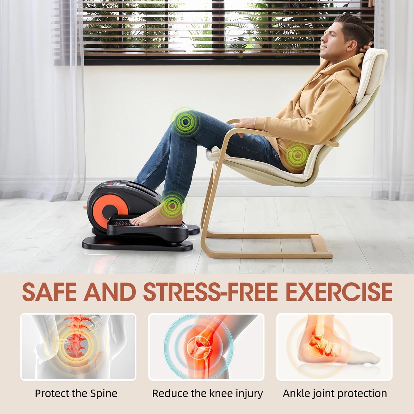 GUGTTR Under Desk Elliptical, Electric Seated Pedal Exerciser for Seniors with 12 Adjustable, Quiet & Compact Mini Ellipse Leg Exerciser with Display Monitor & Remote Control