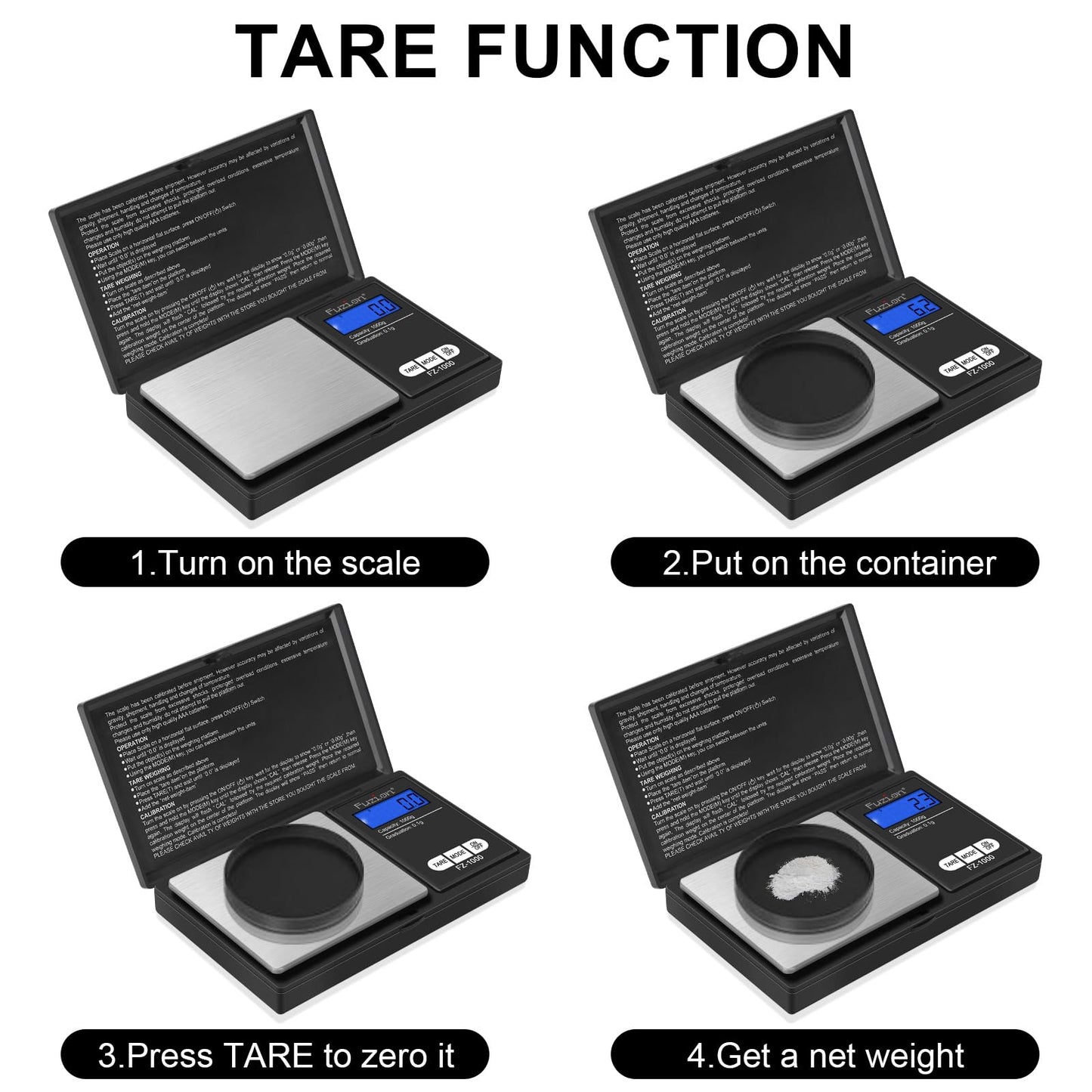 Fuzion Digital Pocket Gram Scale 1000g/0.1g, Small Digital Scales Grams Ounces Grains, Herb Scale, Jewelry Scale, Portable Travel Food Scale