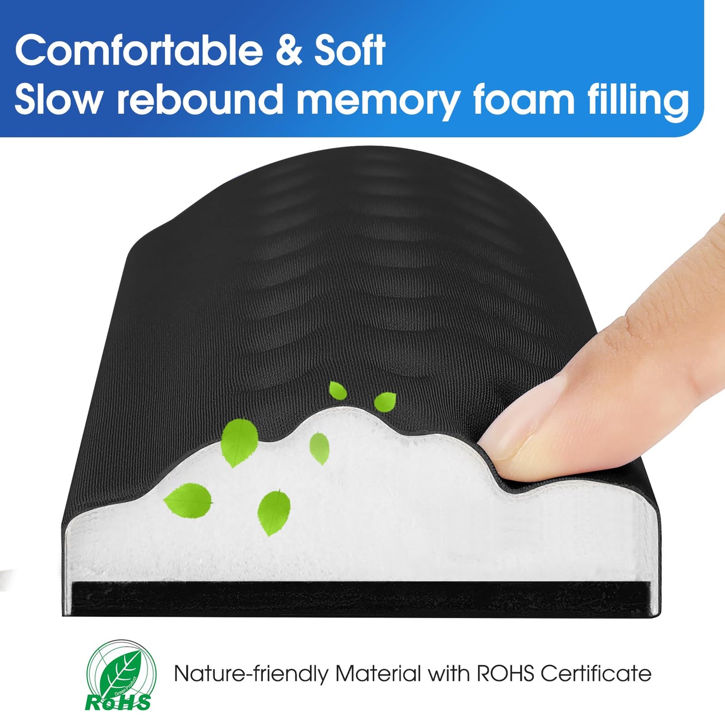 KTRIO Memory Foam Keyboard Wrist Rest Set, Ergonomic Keyboard Mouse Wrist Support for Typing Pain Relief, Stain Resistant, 2 Pcs Pad, Black