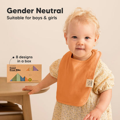 KeaBabies 8-Pack Organic Baby Bibs for Boys, Girls - Super Absorbent Cotton Drool Bibs for Baby Girl & Boy, Teething Toddler, Drooling Newborn, Ultra Soft & Machine Washable (Cruise)