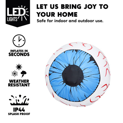 Joiedomi 3Ft Halloween Inflatable Large Set of Eyes, Light Up Eyeball with Build-in LEDs, Blow Up Inflatable for Halloween Party Indoor, Outdoor, Yard, Garden, Lawn Decorations for Yard (Blue)