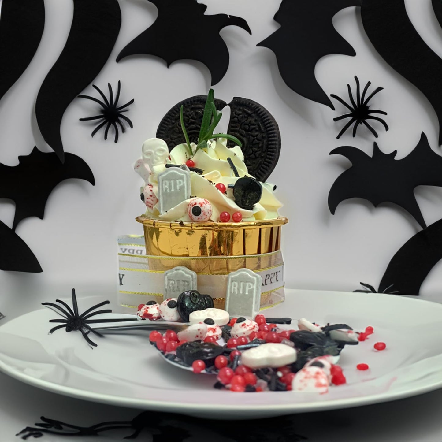 Halloween Sprinkles Candy Eyes for Decorating Edible Eyeballs Skull Bones Tombstone Sprinkles Halloween Cupcakes Toppers Sprinkle for Cake Ice Cream Desserts