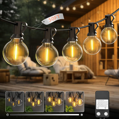 kolpop 50FT Outdoor String Lights with Dimmer Timer, G40 LED Patio Light with Edison Shatterproof Bulbs, Waterproof Connectable Hanging Lights for Outside Backyard Gazebo