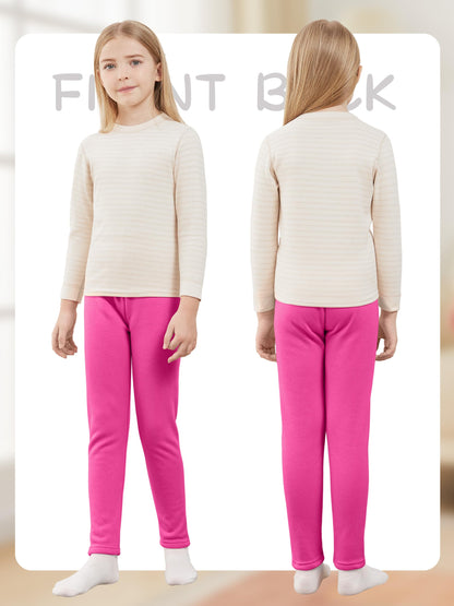 Kiiavoro Girls Fleece Lined Leggings Cotton Kids Winter Warm Leggings Thick Thermal Tights Pants