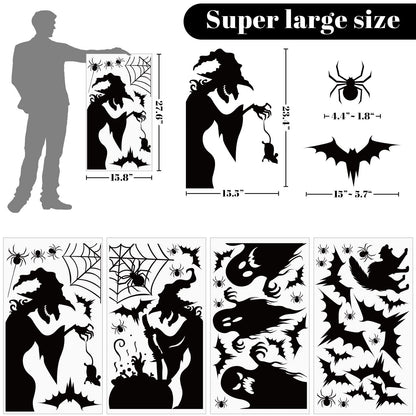 Large Halloween Window Clings Decorations - Silhouette Decorations With Scary Witch Stickers for Windows