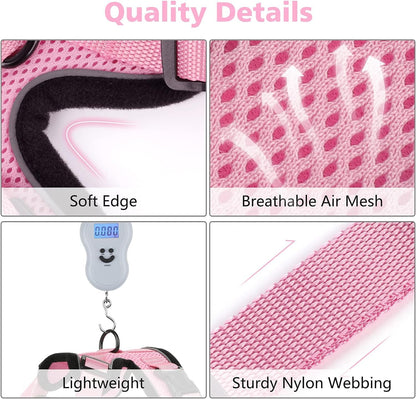 Dooradar Cat Harness and Leash Set, Escape Proof Safe Adjustable Kitten Vest Harnesses for Walking, Easy Control Soft Breathable Mesh Jacket with Reflective Strips for Cats, Pink, M