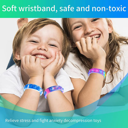 100Pcs Pop Bracelet, Party Favors for Kid, Pop Wrist Strap Fidget Toys Pack ,Fidget Toys for Girils Boys, as Gifts for Easter Chrismas,Classroom Prizes for Students