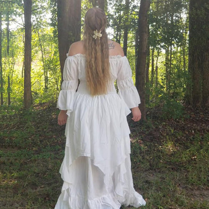 Abaowedding Women's Gothic Witch Dress Medieval Renaissance Costume Victorian Dress White Small/Medium