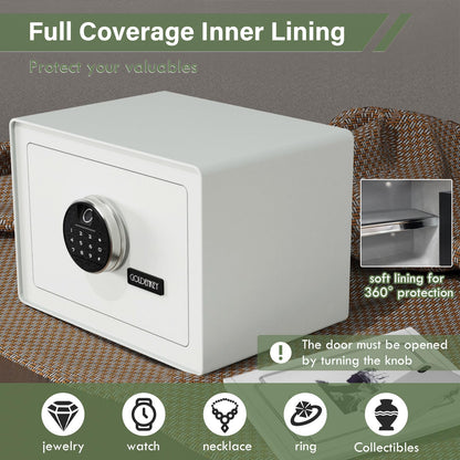 Goldenkey Luxury Jewelry Safe with Fingerprint&Keypad Lock, Document Safe Box with Soft Velvet Lining, Removable Shelf, High Security for Home Office, Hotel, 1.2 Cu.Ft.