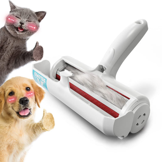 DELOMO Pet Hair Removal Tool: Pet Hair Remover with Fur Bin - Reusable Lint Roller for Pet Hair - Cat and Dog Hair Remover for Couch, Furniture, Carpet, Clothes, Car Seat - Essential for Pet Owners