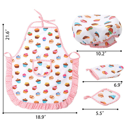 3 Otters Kids Chef Hat and Apron, 11 PCS Chef Costume Sets Pretend Play Kitchen Toys Baking Tools for Toddler