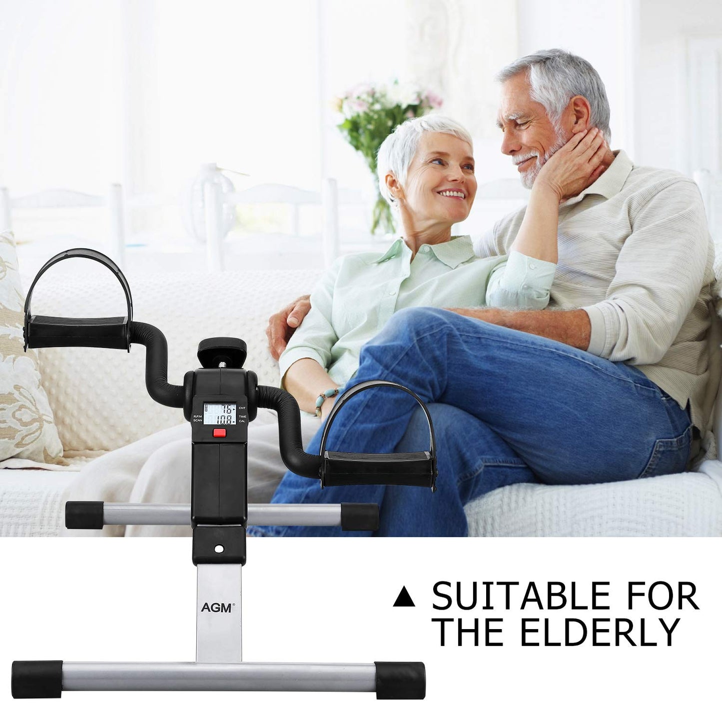 Folding Pedal Exerciser, Mini Exercise Bike Under Desk Bike Foot Pedal Exerciser, Foot Hand Cycle Portable Peddler Machine Bicycle Exerciser Arm Leg Exerciser While Sitting (Silver)