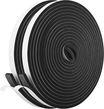 Kikerike Self Adhesive Foam Tape Weatherstrip 1/2In x 1/4In x 42Ft High Density Foam Insulation Strips Seal Weather Stripping with Strong Adhesive for Door and Window Sound Isolation Soundproofing