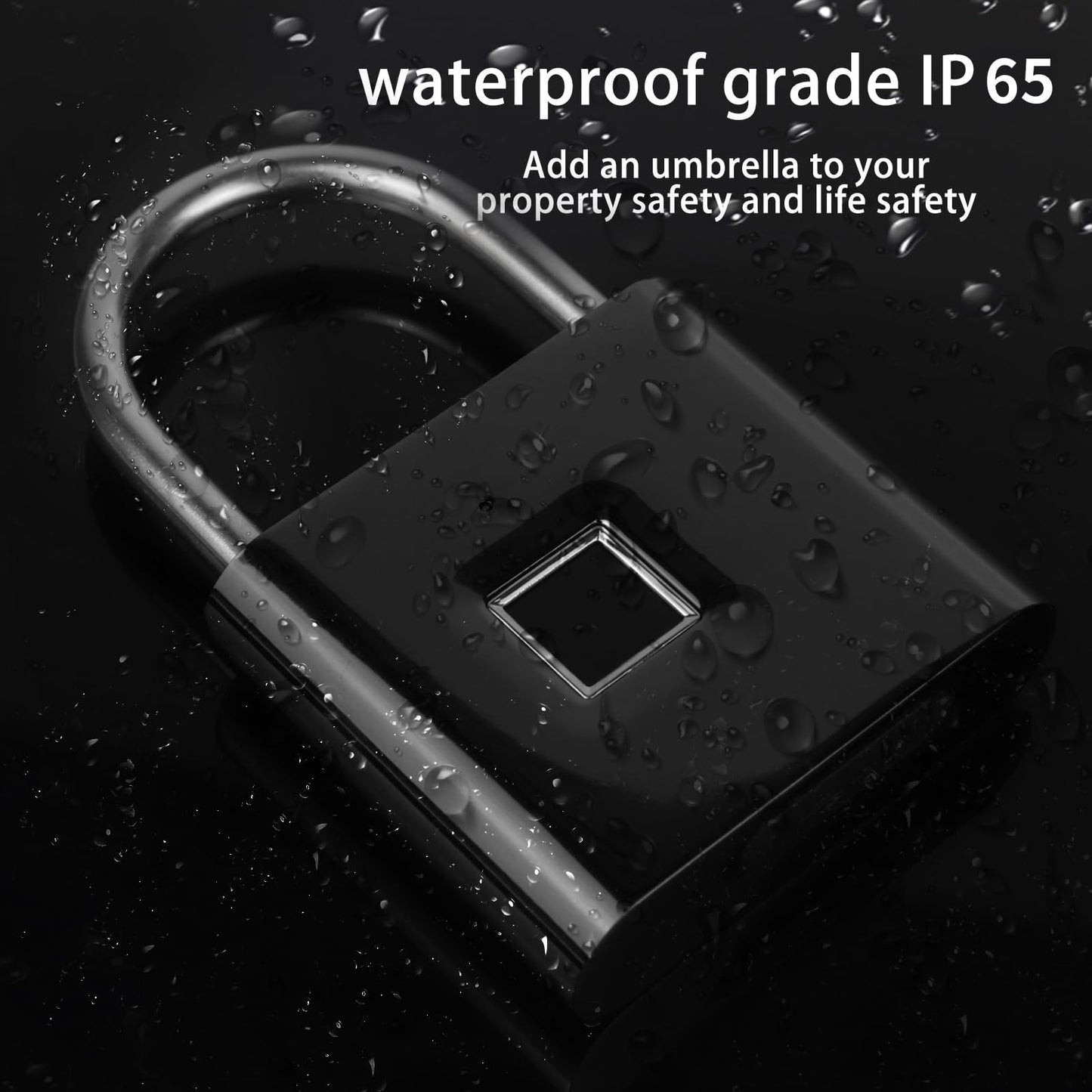 KENRONE Keyless Portable USB Charging Fingerprint Lock,Smart Padlock Quick Unlock Waterproof and Rustproof,Smart Lock for Warehouses, Gym, Schools, Homes, Office Cabinets (Black)