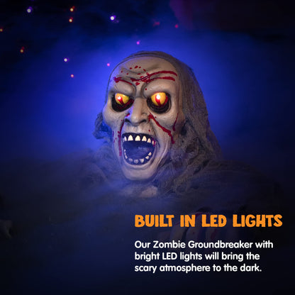JOYIN Halloween Decorations Outdoor Light-Up Zombie Groundbreaker with bloodstain and Creepy Sound for Halloween Outside Decor, Lawn, Yard, Patio, Graveyard Decoration, Haunted House Prop