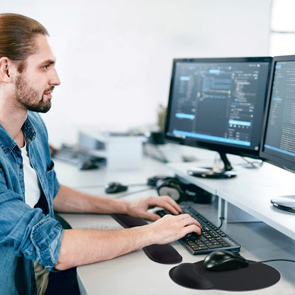 KTRIO Ergonomic Keyboard Wrist Rest, Memory Foam Wrist Rest for Computer Keyboard, Mouse Pad Set for Easy Typing & Pain Relief for Office & Home, Black