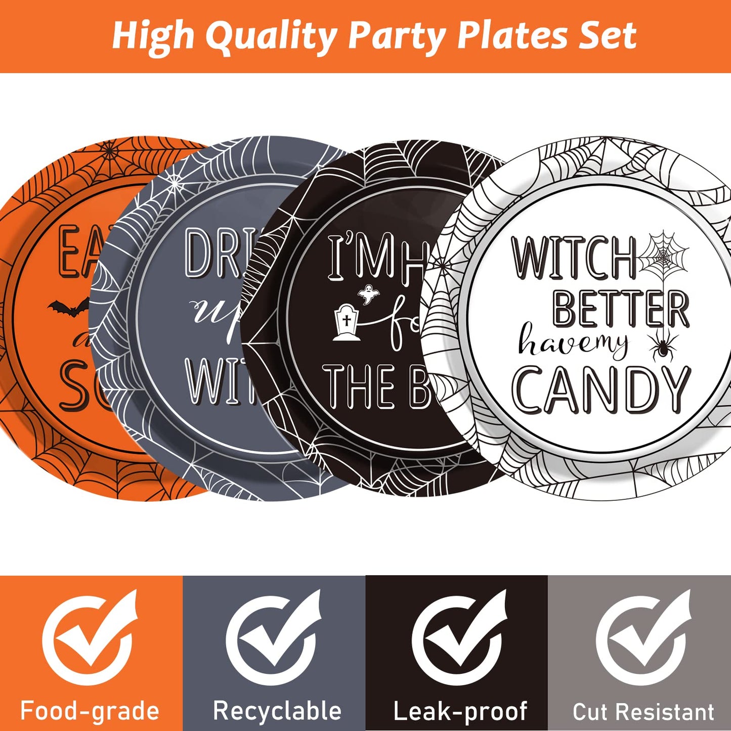 Halloween Party Paper Plates Supplies 7" Disposable Witch Party Dessert Plates Tableware Set Decorations for Birthday Funny Halloween Spooky Party Get-Together
