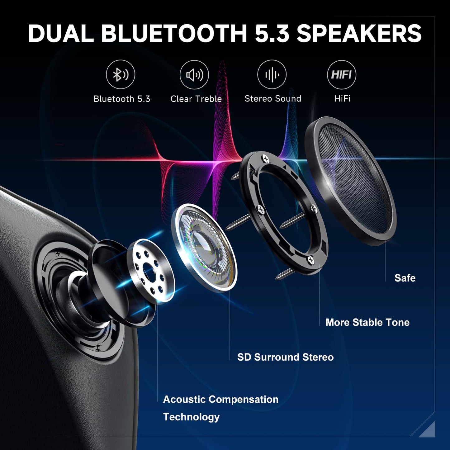 GTRACING Gaming Chair with Speakers, Video Game Chair Bluetooth Music with Lumbar Support, Ergonomic Comfortable Office Computer Chair for Adults, Adjustable Reclining Chairs, 360° Swivel, Light Grey