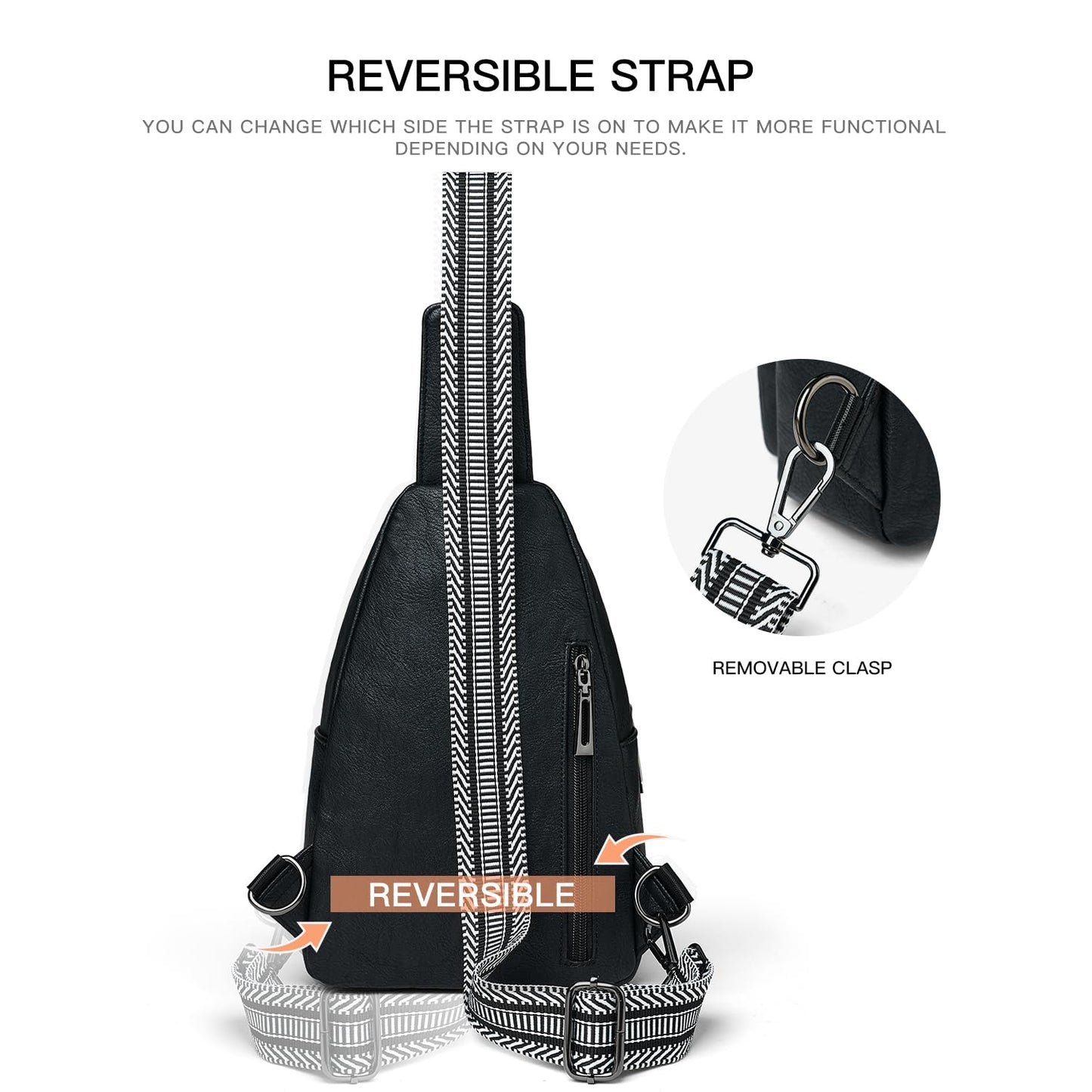 LATMAP Sling Bag For Women Faux Leather Anti Theft Small Casual