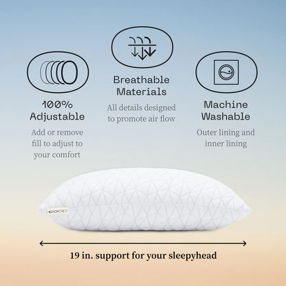 Coop Home Goods Original Toddler Adjustable Pillow, Soft, Breathable, Washable Mini Bed Pillow for Kids with Premium Memory Foam and Zippered Cover, CertiPUR-US/GREENGUARD Gold