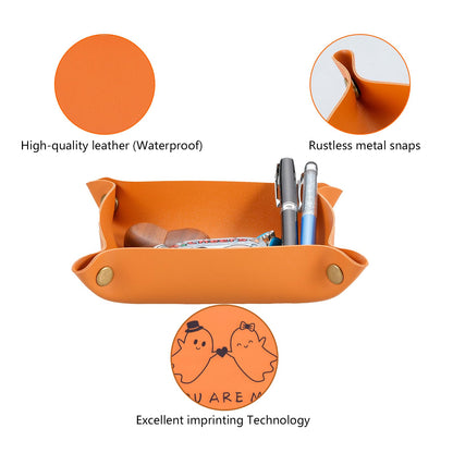 Halloween Boo Basket Stuffers for Him Her Halloween Stuff Gifts for Men Women Spooky Basket Stuffers Scream Themed Gifts for Girlfriend Boyfriend Anniversary Day Gift for Couple Christmas Leather Tray