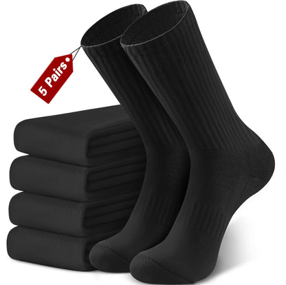 FEWTUR Thermal Socks for Men and Women: 5 Pairs Winter Socks for Running Hiking, Warm Cotton Socks for Outdoor Work (Dark Grey, 9-11)
