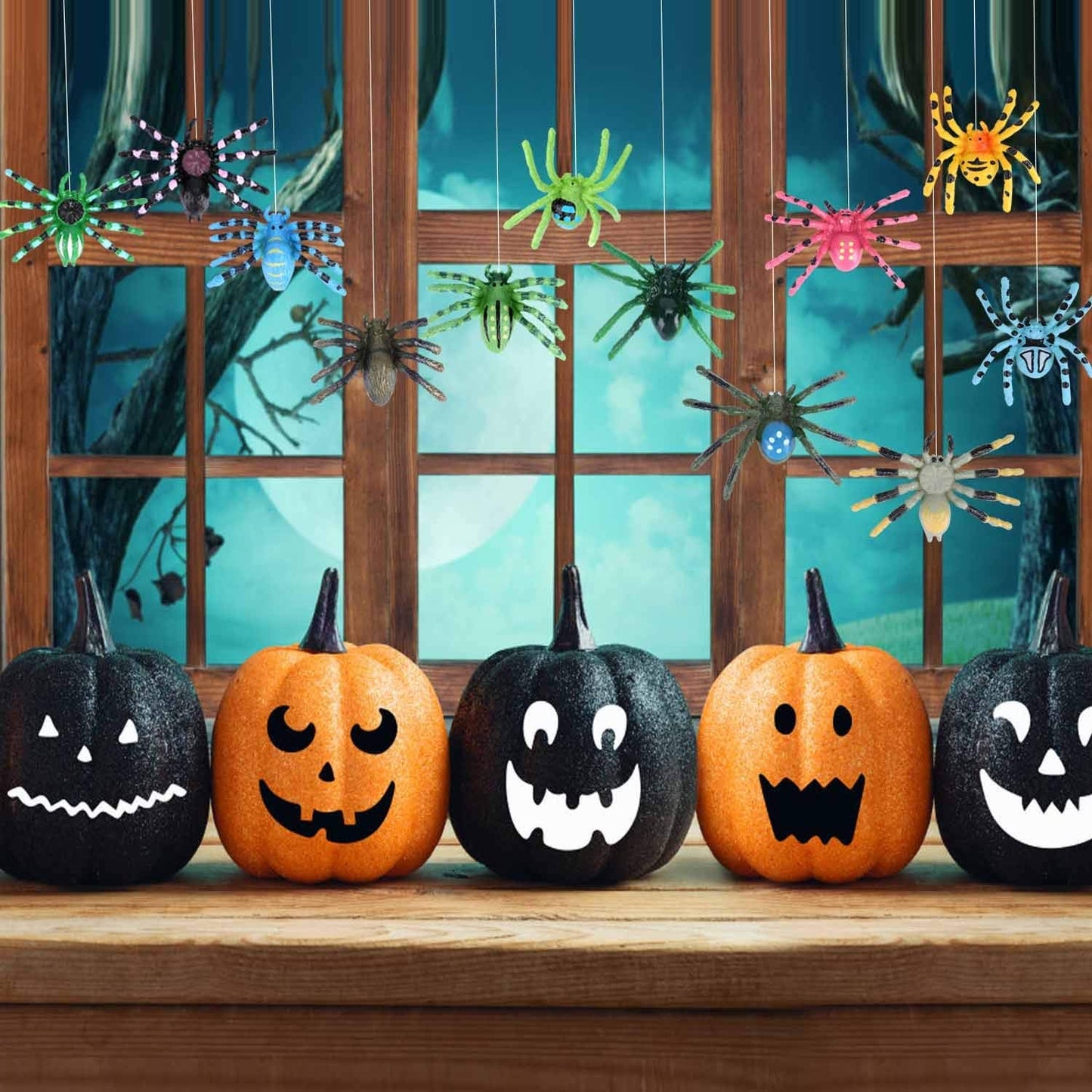 FLORMOON Realistic Animal Figures - 12 Pieces Plastic Halloween Spider Toys for Kids - Spider Action Model Insect Toy Figures - Educational Learning Toys Birthday Gift Set for Kids