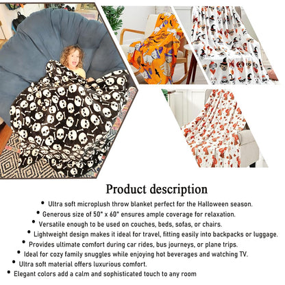 FAITH, HOPE, LOVE HOME DÉCOR Halloween Throw Blanket 50" X 60" | Ultra Soft Microplush Halloween Fleece Blanket for Couch, Travel, Home Decor & Gift | Machine Washable, Lightweight | Dogs in Costumes