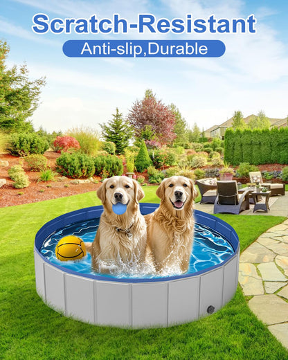 Dog Pool for Medium Dogs, Foldable Plastic Pool for Dogs Slip-Resistant (40''x 12'')