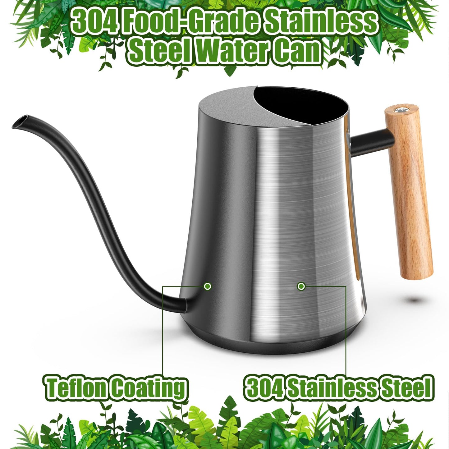 Green Moon Water Can Indoor Plant Black 35oz with Long Spout Mini Water Can Indoor Metal Watering Can Pot for Indoor House Plant Bonsai Outdoor Garden Flowers Modern Decorative