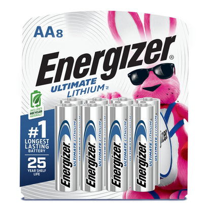 Energizer Ultimate Lithium AA Batteries (8 Pack), 1.5V Lithium Double A Batteries