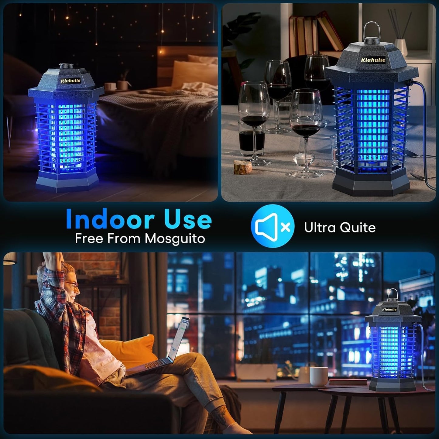 Klahaite Bug Zapper Outdoor, Mosquito Zapper, Fly Traps Fly Zapper,Mosquito Repellent Outdoor Patio and Backyard Covers 1/2 Acre, 4200V Powerful Grid, ABS Fireproof Plastic Outer