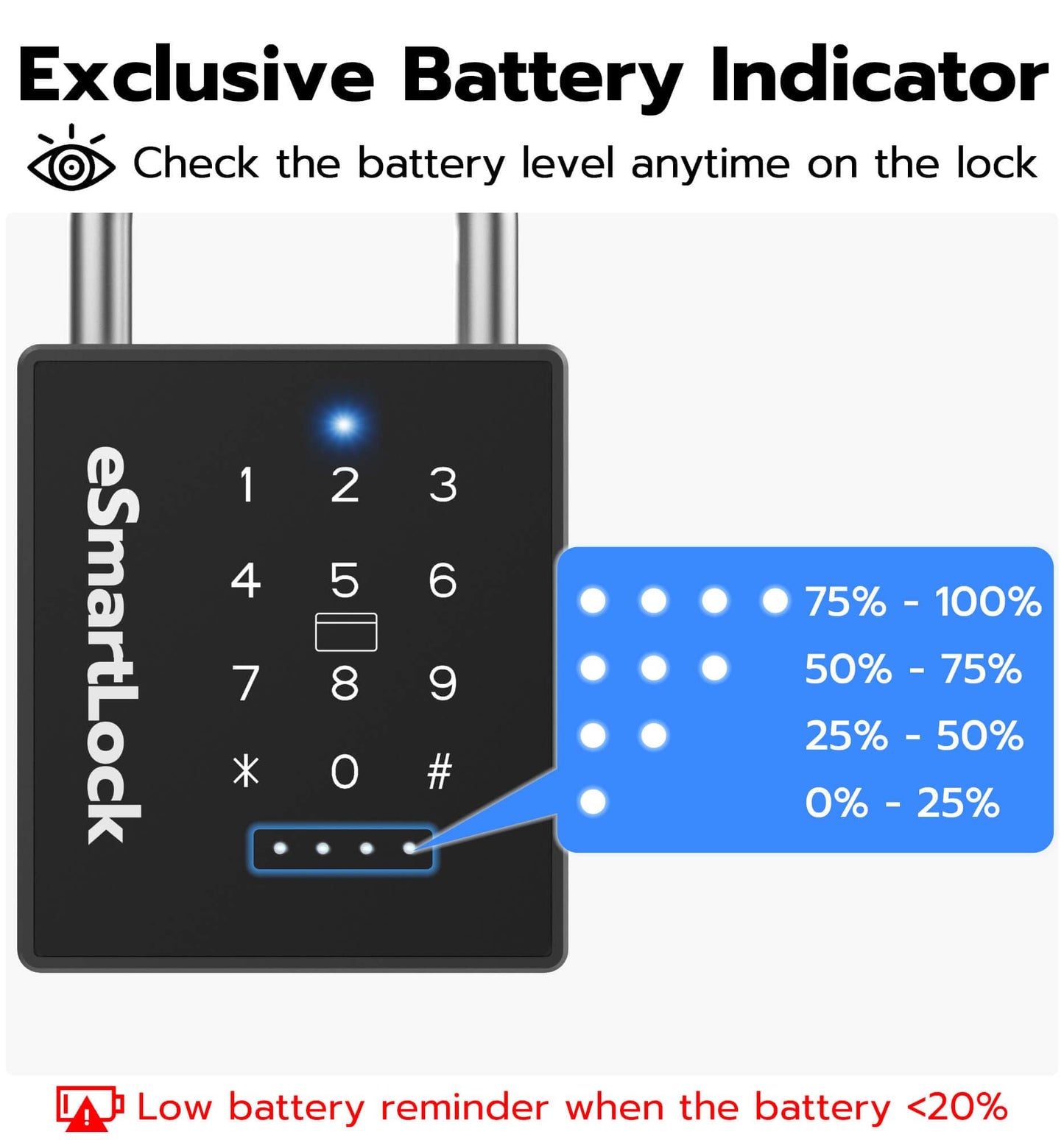 eLinkSmart Heavy Duty Smart Padlock with Key, Pad Lock with Code Keypad, Weatherproof Bluetooth RFID Keyless Electronic Digital Combination Lock for Gate Outdoor Fence Storage Unit Locker Shed Pool
