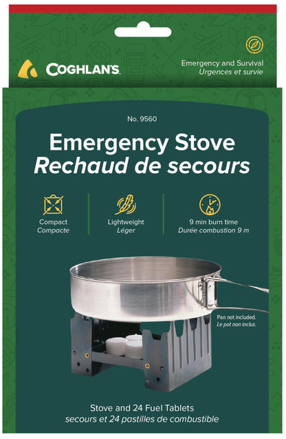 Coghlan's Emergency Stove - Lightweight, Portable Camping Stove for Backpacking, Survival, and Outdoor Cooking - Foldable Design with 24 Fuel Tablets Included (Compact for Travel and Storage)