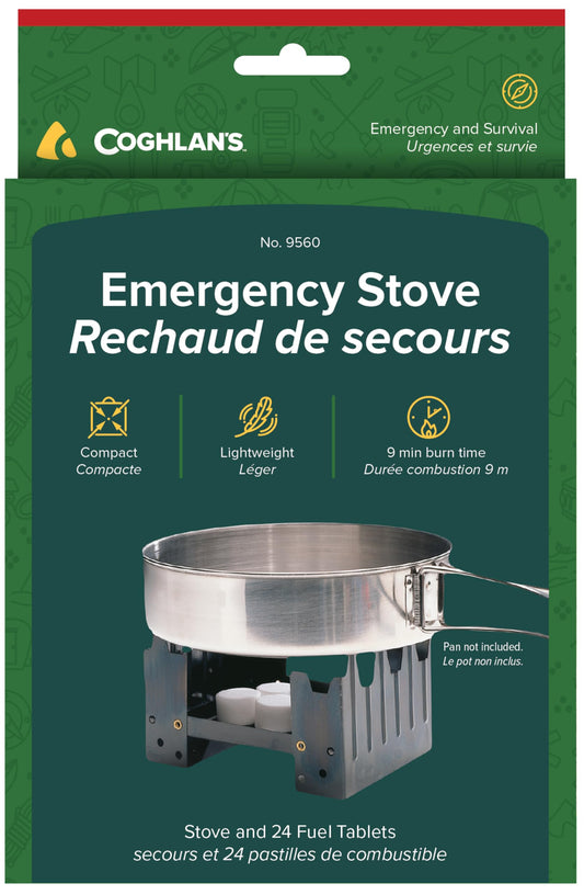 Coghlan's Emergency Stove - Lightweight, Portable Camping Stove for Backpacking, Survival, and Outdoor Cooking - Foldable Design with 24 Fuel Tablets Included (Compact for Travel and Storage)