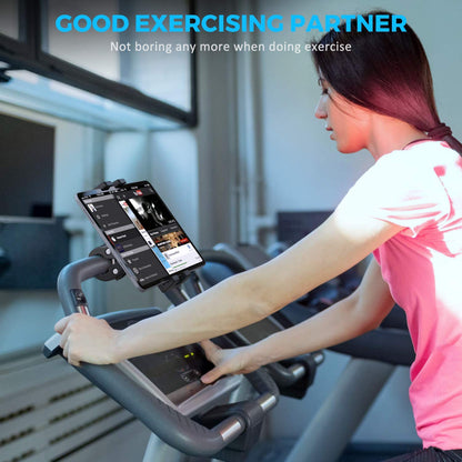 KDD Spin Bike Tablet Holder Mount, Phone iPad Holder Stand Exercise Bike Handlebar Mount for Stationary Bicycle, Treadmill, Microphone Stand, Fit for iPad Pro 12.9, Galaxy Tabs, iPhone(4.7-13”)