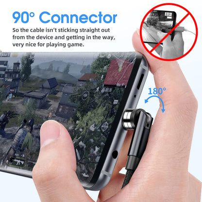 3 in 1 Magnetic Phone Charger - 5-Pack Rotating Magnetic Charger Cable with LED Light, Nylon Braided Cord for Micro-USB, USB C and i-Product Devices - Black