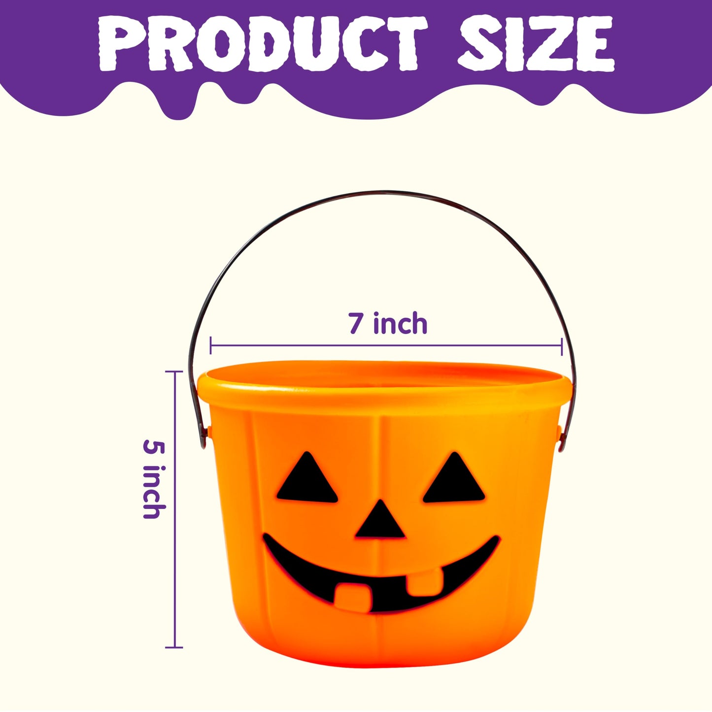 JOYIN 6PCS Halloween Trick or Treat Pumpkin Bucket, Jack O Lantern Candy Basket and Buckets for Trick or Treating, Orange Halloween Pails with Handle for Kids Party Favors Supplies Props