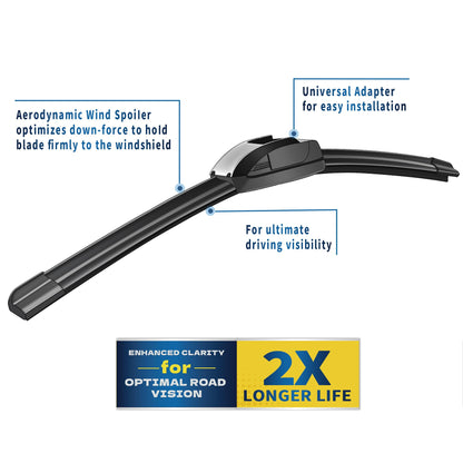 JINGOU 15" + 15" Front Windshield Wiper Blades Compatible with 2007-2017 Jeep Wrangler OEM QUALITY Premium All-Season Automotive Replacement Wipers(Pack of 2)
