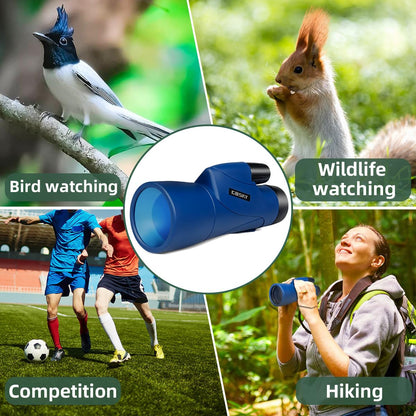 Gosky Monoculars Telescope, 12x55 HD Monocular for Adult with BAK4 Prism & FMC Lens, Lightweight Monocular with Smartphone Adapter Suitable for Bird Watching Hunting (Blue)
