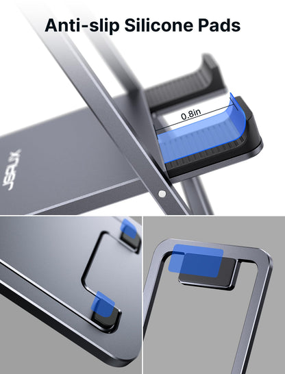 JSAUX Universal Tablet Stand, Portable Foldable Tablet Holder for Desk Compatible with iPad mini/Air, Samsung Galaxy Tab, Kindle Fire, Steam Deck, Switch 2, ROG Ally, iPhone and Other Tablets-Gray