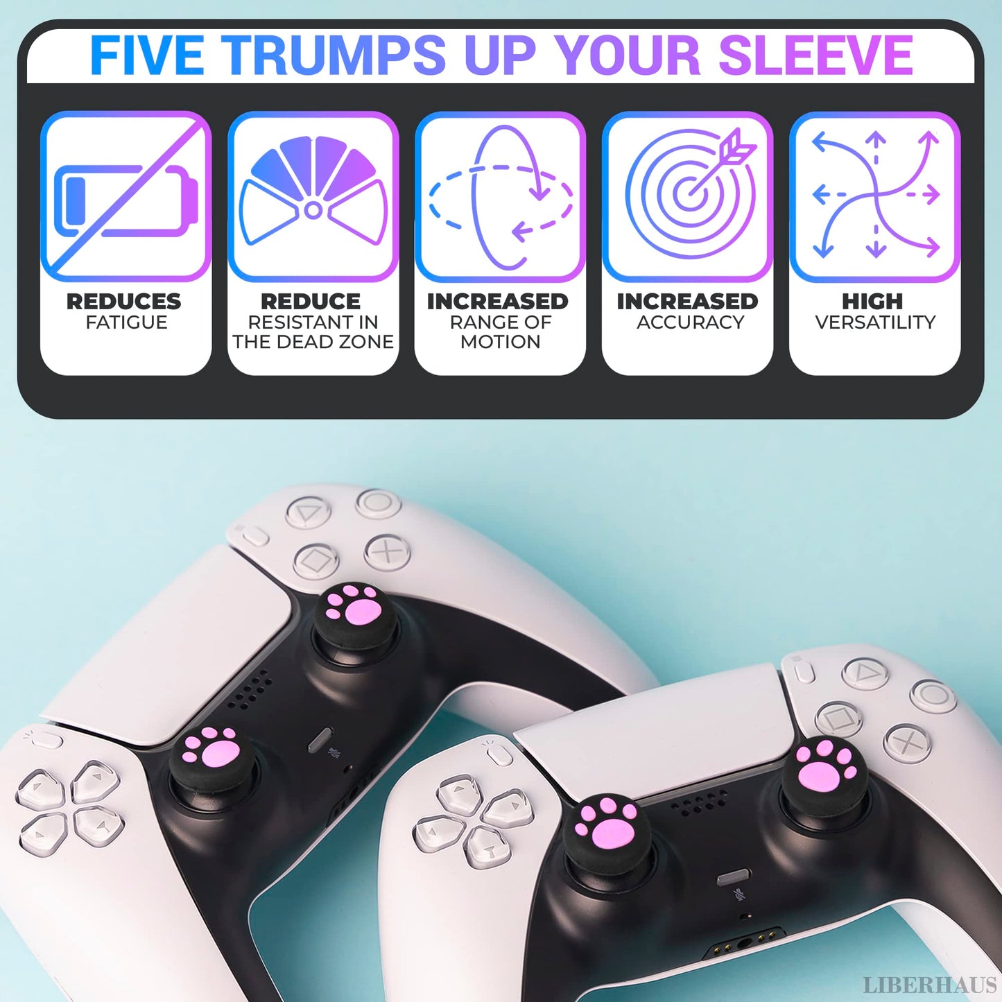 4Pcs Cat Paw Pink Ps5 Thumbstick Grips - Controller Accessories for Ps4, Ps3, Steam Deck, Xbox and Nintendo Switch – Cute Joystick Caps, Anti-Slip Silicone PlayStation 5 Trumb Grip